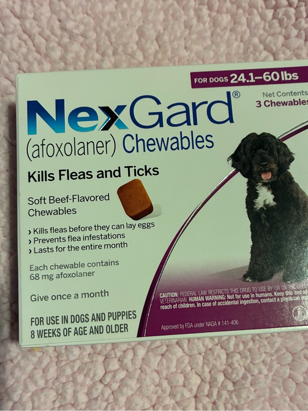 Nexgard 24.1-60 lbs flea & tick prevention 3 month supply boxes for Dogs